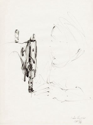 Skizze 'Mutter Schwarze an der Maschine', 1988