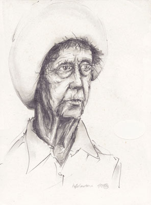Skizze 'andere Dame mit Hut', 1988
