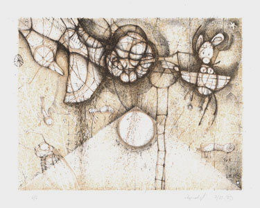 Lithografie 'Regenschaf', 1995